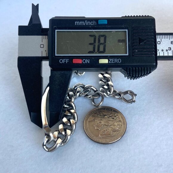 VTG Elco Solid Sterling Silver 925 Chunky Unisex ID Curb Chain Bracelet 7.75" - Picture 16 of 16